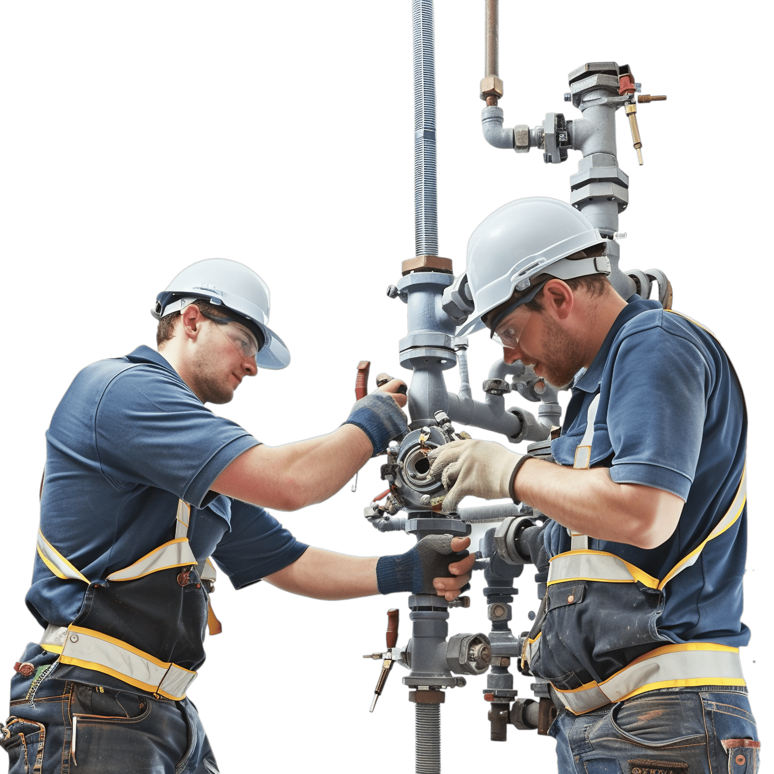 Plumbing Services —pngtree—plumbers are checking and fixing 15977711